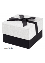 NEW! 1-4 Luxurious Small Black & Silver Glitter Gift Box With Satin Ribbon Bow 7.cm (2.8 Inches) ~ Ideal For Earrings, Bracelets, Necklaces, Rings, Cufflinks & Bespoke Gifts